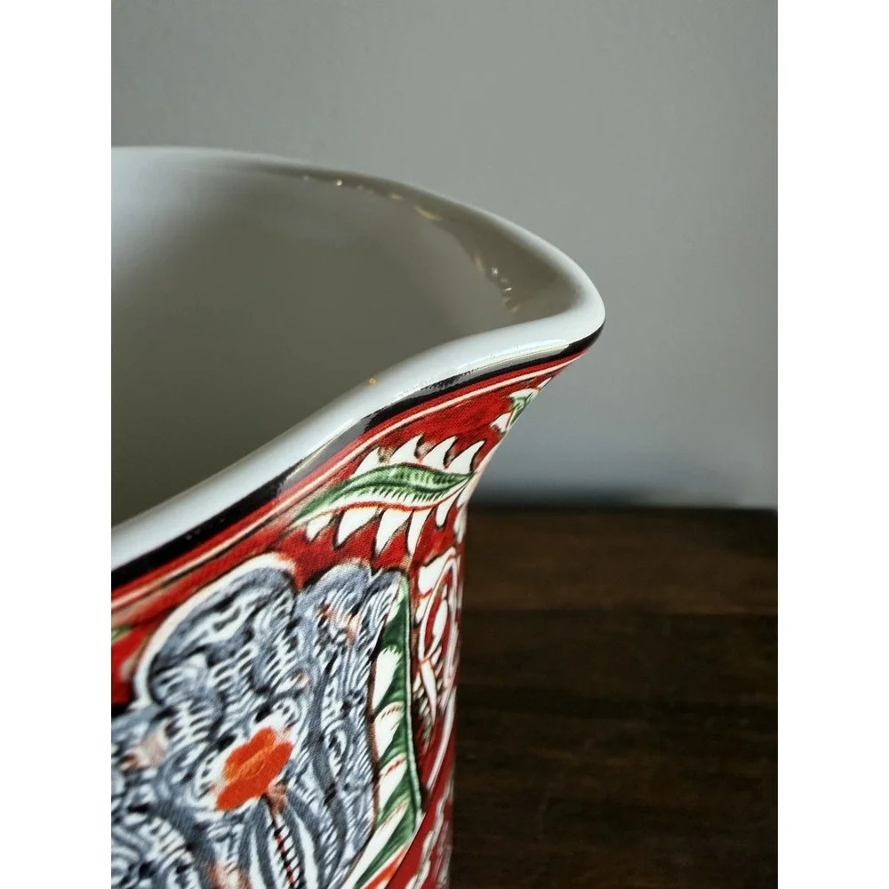 RETIRED POTTERY BARN RED BOHO MEZZE Water Pitcher  32oz Stoneware